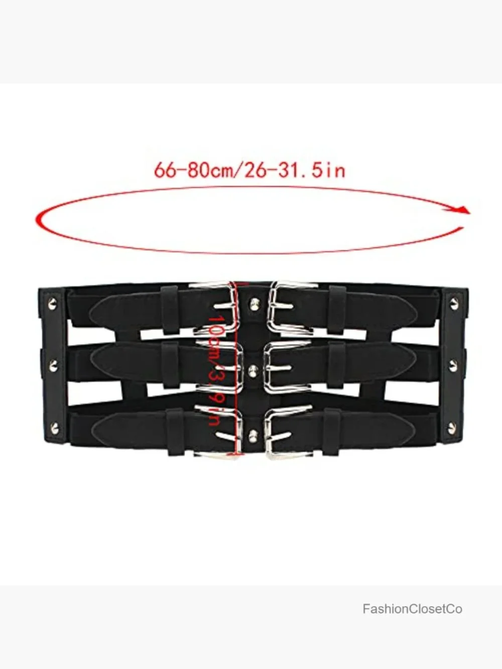 PU Leather Wide Waist Belt with Rivet and Snap Closure Stretchy Corset Belt